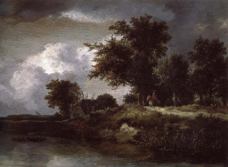 Jacob van Ruisdael Wooded river bank China oil painting art